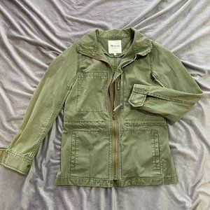 Madewell Green Military Field Jacket Fleet Coat Full Zip Sz XXS